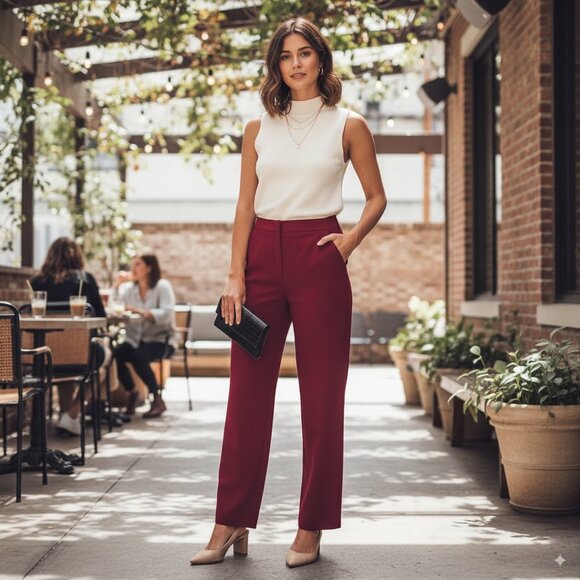 C/meo Visceral Pant Berry Red Size M NWT - Picture 1 of 5
